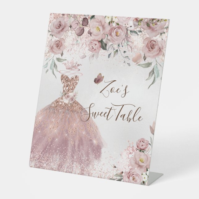 Signe De Table PixDezines Quinceanera Douce Rose Dusty Table (Recto)