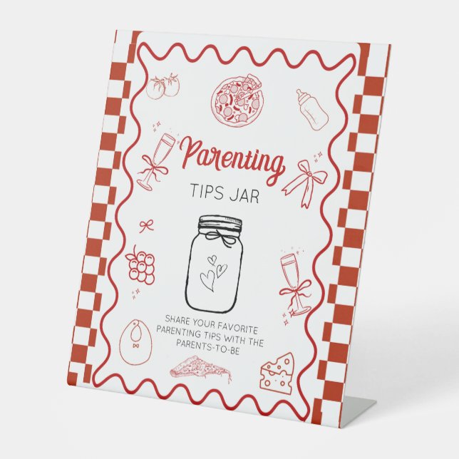 Signe De Table pizza deliv conseils parentaux Baby shower Jar (Recto)