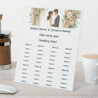 Signe De Table Plan de table de mariage floral romantique