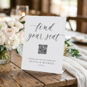 Signe De Table Plan de table numérique élégant avec code QR pour