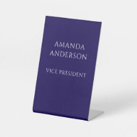 Plaque de nom de vice-président bleu élégant