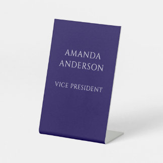 Signe De Table Plaque de nom de vice-président bleu élégant