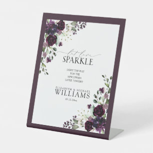 Signe De Table Plum Purple Mauve Floral Laissez l'amour étinceler