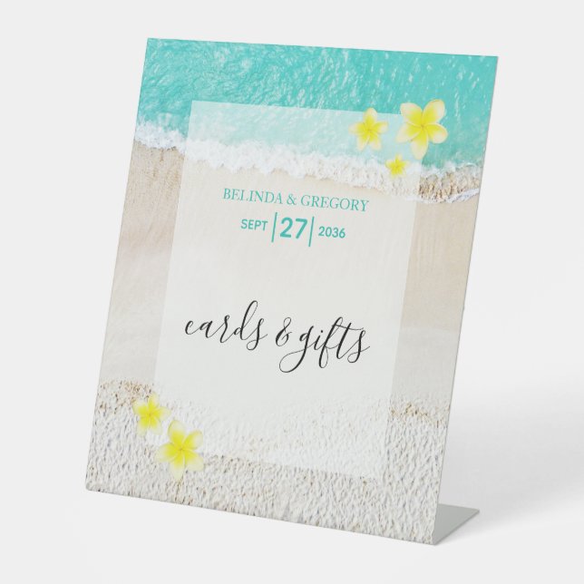 Signe De Table Plumeria Frangipani Plage Cartes de Mariage Cadeau (Recto)