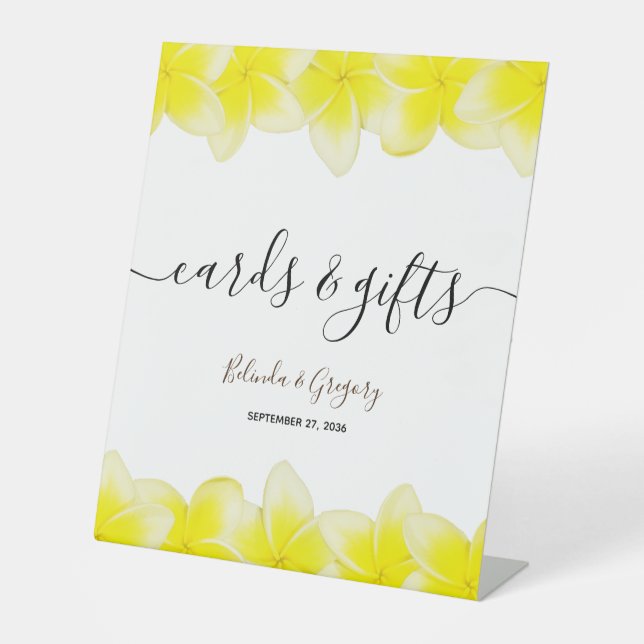 Signe De Table Plumeria Jaune Frangipani Cartes de Mariage & Cade (Recto)