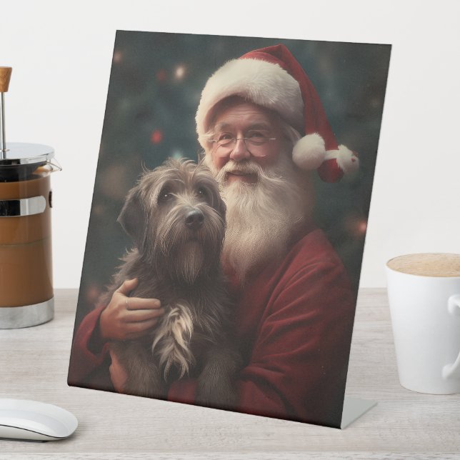 Signe De Table Pointeur à poils durs Griffon Noël du Père Noël (In SItu)