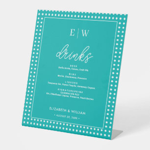 Signe De Table Points blancs sur sarcelle – Mariage personnalisé