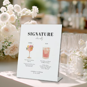 Signe De Table Police Moderne Gras Mariage Boissons À Lui & À Ell