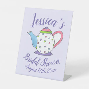Signe De Table Polka Dot Teapot Après-Midi Tea Baby shower