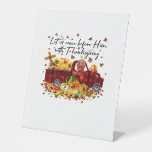 Signe De Table Poodé Citrouille Camion Vintage Thanksgiving Funny