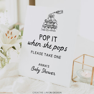 Signe De Table Pop It When She Pops Hand Drawn Baby shower Favori