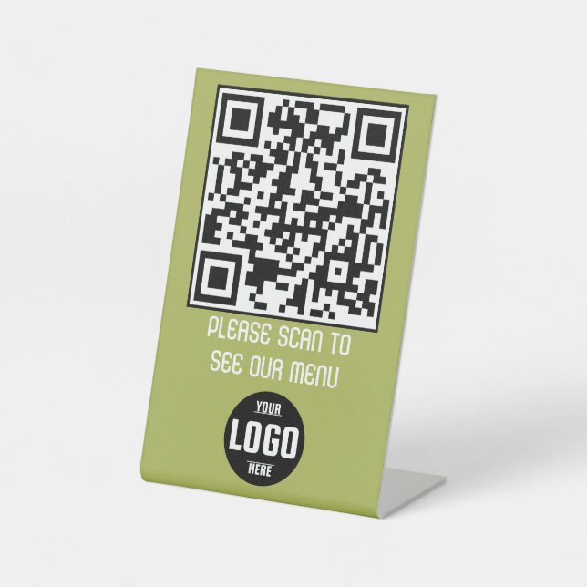 Signe De Table Porte-menu à code QR personnalisé pour restaurants (Recto)