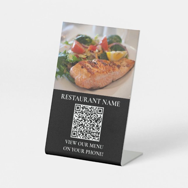 Signe De Table Porte-menu numérique QR Code pour la nourriture (Recto)