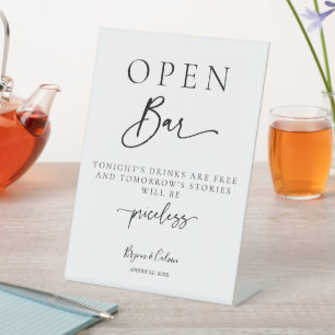 Signe De Table Poster de la table de mariage Open Bar B613
