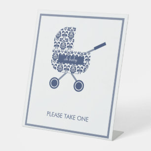 Signe De Table Pram Damask Navy S'Il Vous Plaît Prendre Un Baby s