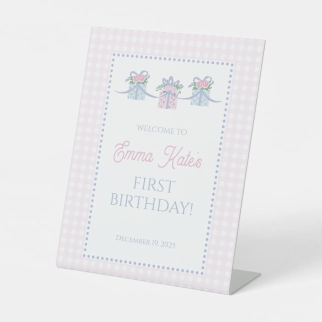 Signe De Table Première Affiche de bienvenue d'anniversaire - Cha (Recto)