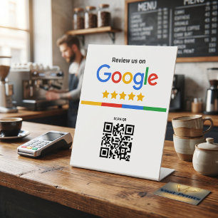 Signe De Table Présentoir de code QR pour les avis Google