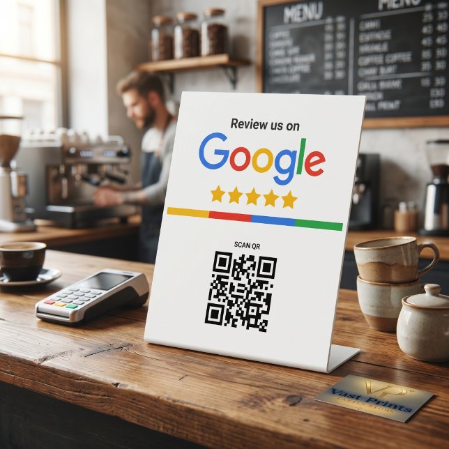 Signe De Table Présentoir de code QR pour les avis Google (Google Review QR Code Standee Pedestal Sign
)