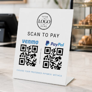 Signe De Table Présentoir de paiement Venmo Paypal Scan to Pay