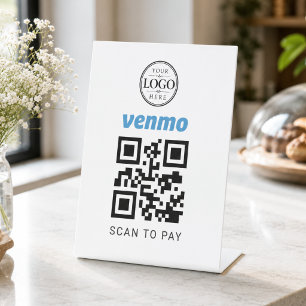 Signe De Table Présentoir de paiement Venmo Scan to Pay pour tabl