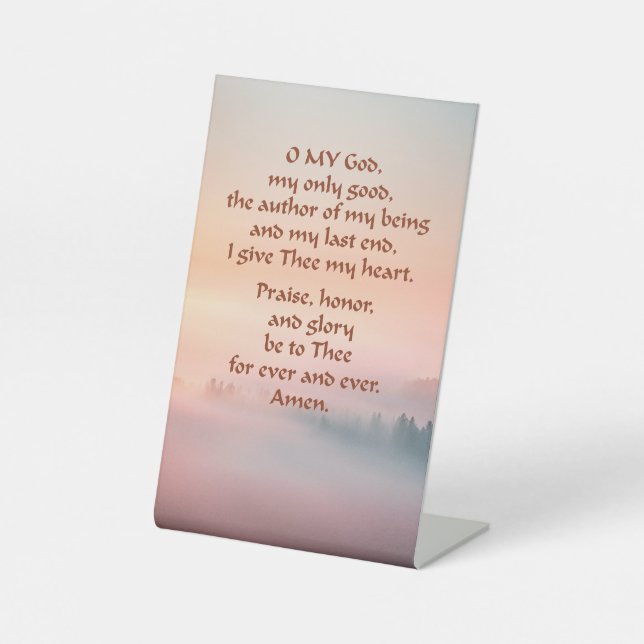 Signe De Table Prière du matin sur une pancarte (Recto)