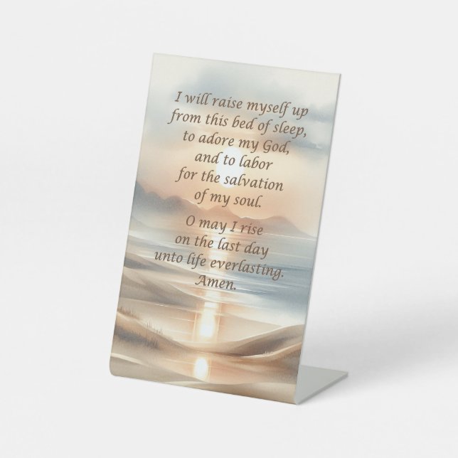 Signe De Table Prière du matin sur une pancarte (Recto)