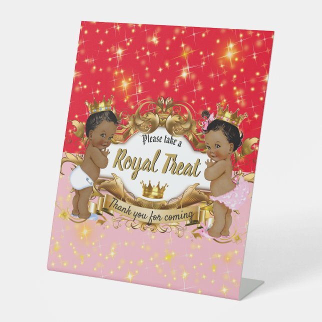 Signe De Table Prince africain|Princesse rose & rouge or étincell (Recto)