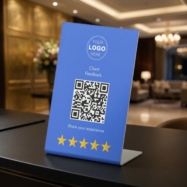 Signe De Table Professional Client Feedback QR Code (Boost Your 5-Star Reviews: Professional Client Feedback QR Code Pedestal Sign)