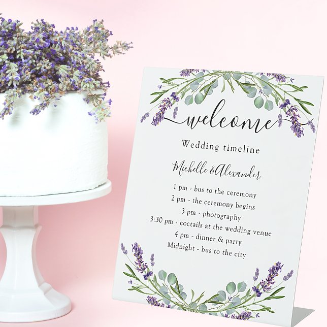 Signe De Table programme chronologique mariage lavender eucalyptu (Créateur téléchargé)