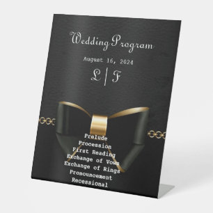 Signe De Table Programme de mariage Gold et Black Tuxedo