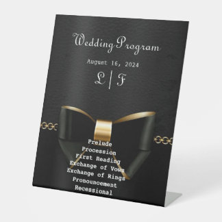 Signe De Table Programme de mariage Gold et Black Tuxedo
