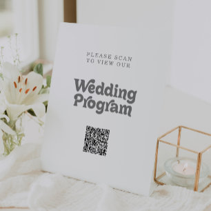 Signe De Table Programme de mariage simple et formel avec QR code