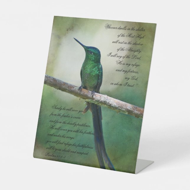 Signe De Table Psaumes 91:1-4 Inspirationnel (Recto)
