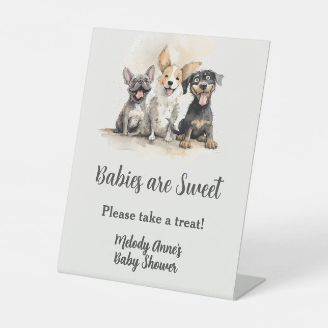 Signe De Table Puppy Chien Tails Garçon Baby shower Traitements (Recto)
