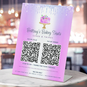 Signe De Table Purple 2 QR Code Payer ici Parties scintillant de 