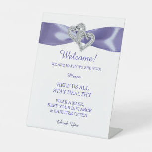 Signe De Table Purple Blue Diamond Hearts Sécurité des Mariages