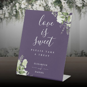 Signe De Table Purple Floral Vert L'Amour Est Doux Faveur