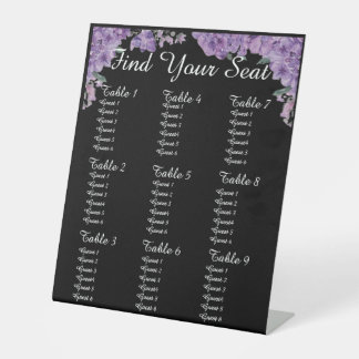 Signe De Table Purple Flowers Black Find Your Seat Wedding