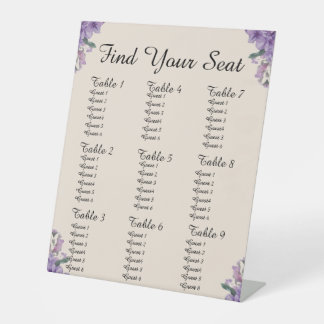 Signe De Table Purple Flowers Cream Find Your Seat Wedding