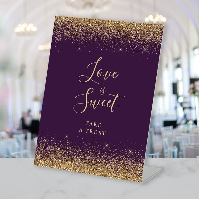 Signe De Table Purple Gold Parties scintillant Mariage L'amour es (Créateur téléchargé)
