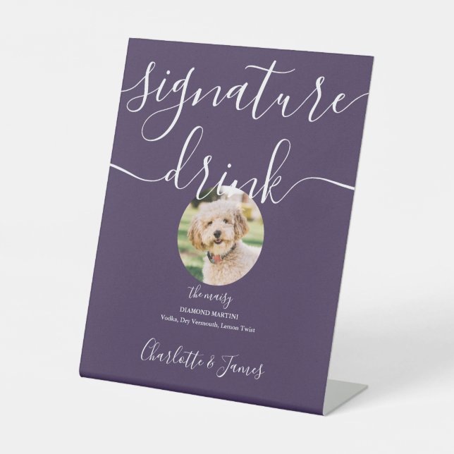 Signe De Table Purple Mariage Signature Animaux de compagnie Boir (Recto)