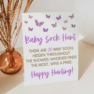 Signe De Table Purple Papillon Bébé Chasse Baby shower Jeu