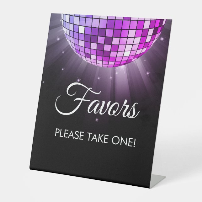 Signe De Table Purple Party favorise Disco Ball des années 70 (Recto)