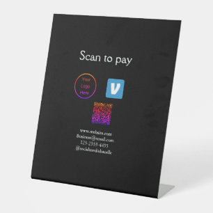 Signe De Table Q R code venmo scanner pour payer ajouter le logo 