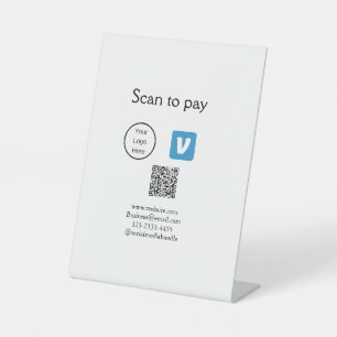 Signe De Table Q R code venmo scanner pour payer ajouter le logo