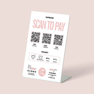 Signe De Table QR Code balayage pour payer Venmo Paypal
