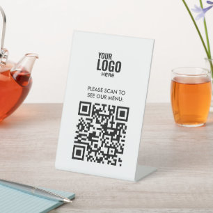 Signe De Table QR Code Black Menu Logo Contact Café moderne Pe