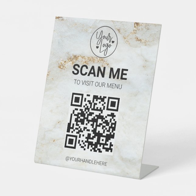 Signe De Table QR Code Business Logo Modern Contactless Menu (Recto)