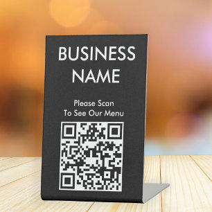 Signe De Table QR Code Café Big Print Menu Noir