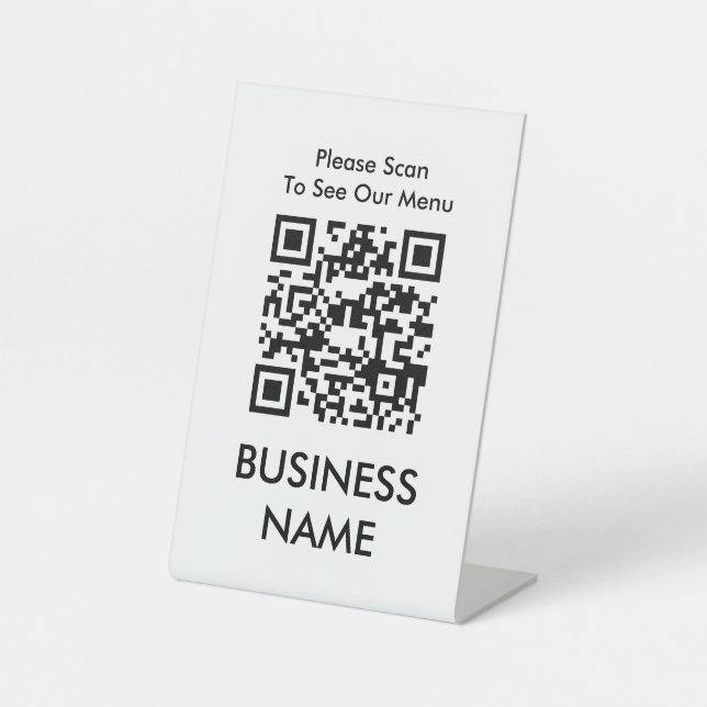 Signe De Table QR Code Café Modern Big Print Menu Blanc (Recto)